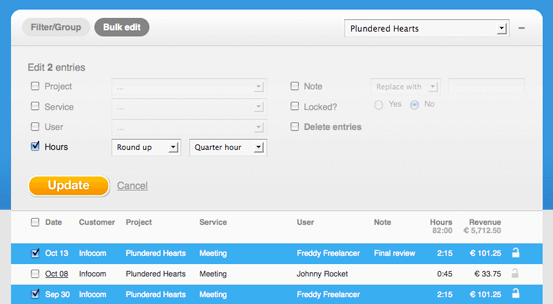 Bulk edit time entries
