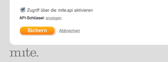 Aktivierung der mite.api