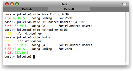 mite.cmd, a simple command-line interface for the time tracking tool mite