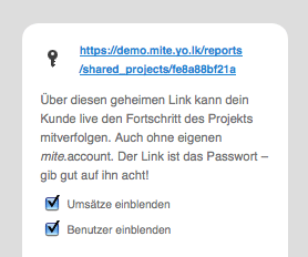 Kundenzugang auf Projektebene: zusätzliche Anzeigeoptionen