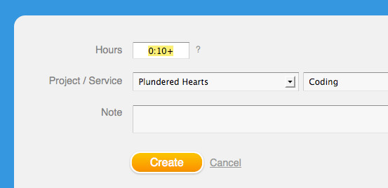 Time input mite: New shortcut to quickstart the timer