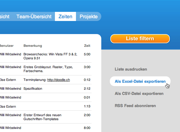 mite2: Listen-Report, Excel-Export, RSS Feeds