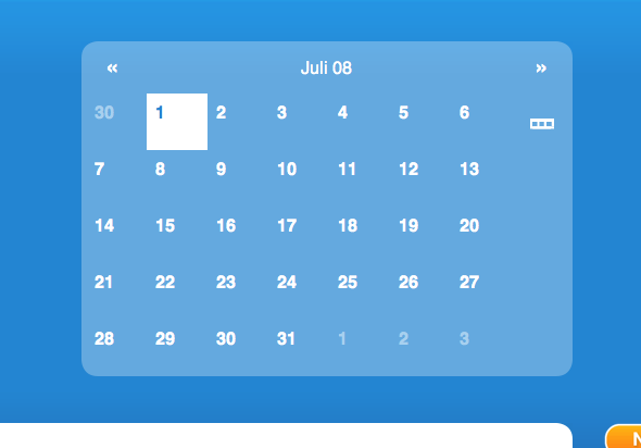 mite2: Kalender in ausgeklapptem Zustand