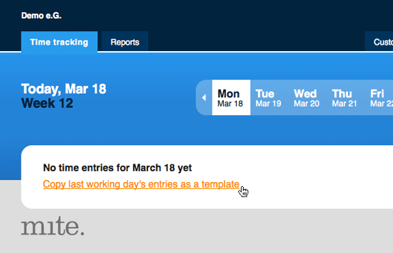 Copy last working day's entries as a template