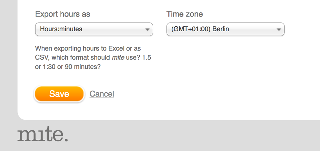 Setting: Export hours as