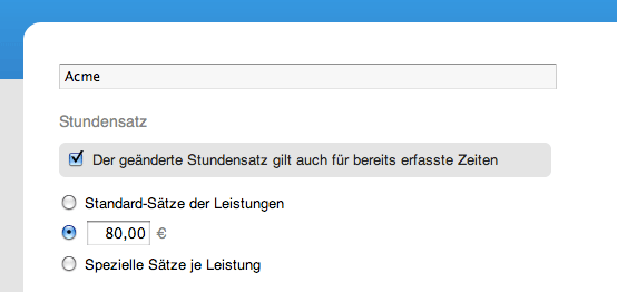 Änderung von Stundensätzen: Abfrage, für welche Zeiten der geänderte Satz gelten soll