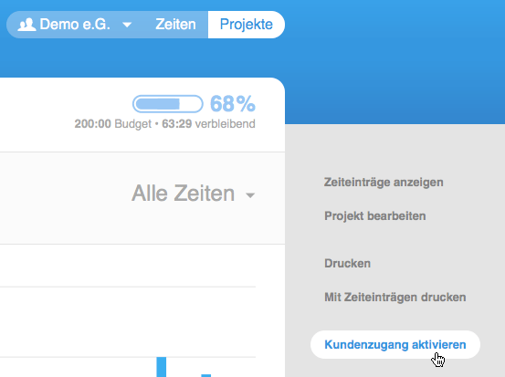 Kundenzugang auf Projektebene