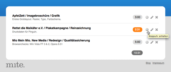 Zeiterfassung per Stoppuhr