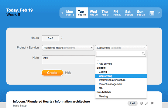 Adding a new time entry manually