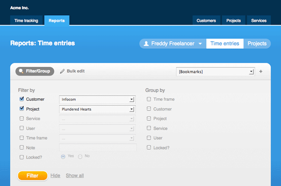 Filtering, grouping